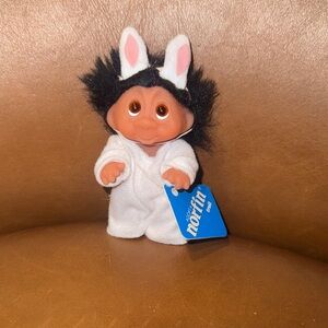 1985 NEW w tags Vintage Norfin DAM troll 3” Doll “BUNNY” white Costume